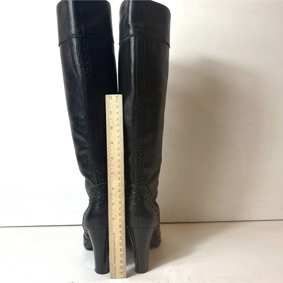 Michael Kors Black Pebbled Leather Wingtip Knee High Boots Shoes Women's Size 6M - Picture 8 of 12